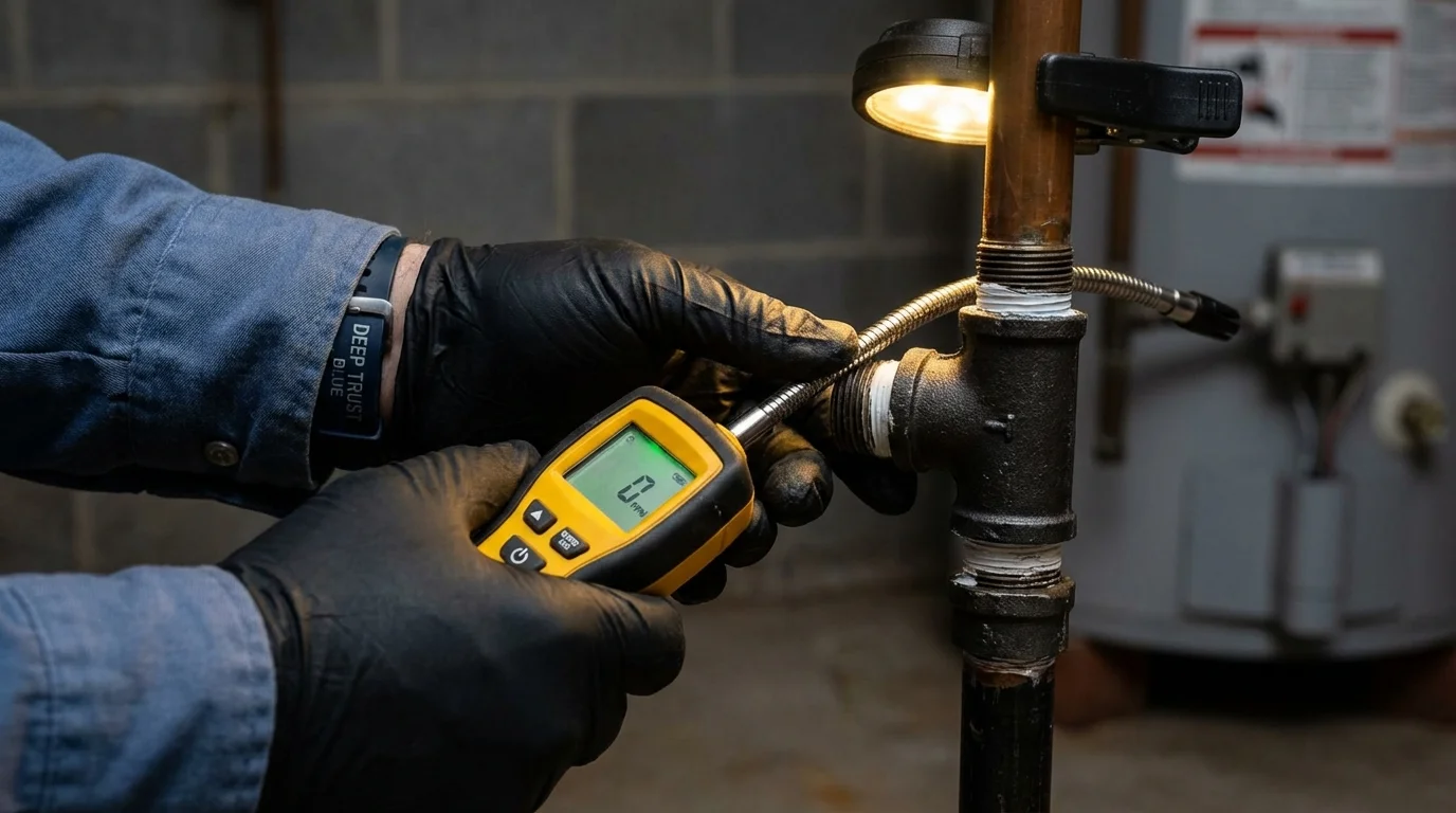 Gas leak detection with electronic sniffer by Johns Plumbing LLC in Lakeville