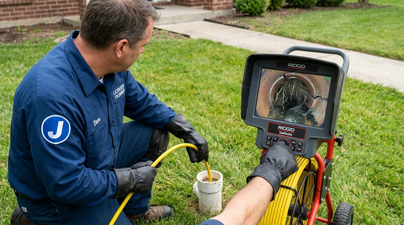 Sewer camera inspection being performed by Johns Plumbing LLC in Lakeville